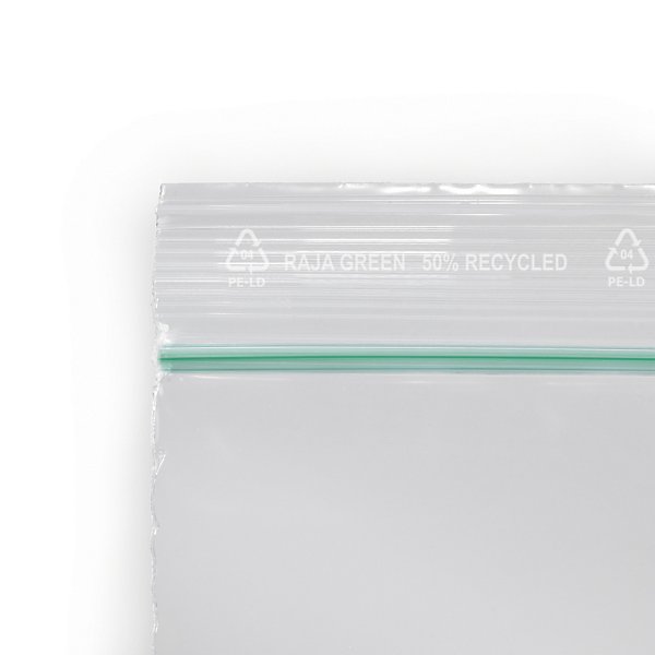 Sachet plastique zip transparent à bandes blanches 100 microns 50% recyclé RAJA 12x18 cm - 5