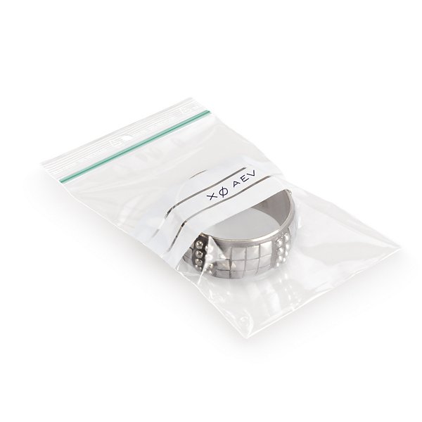 Sachet plastique zip transparent à bandes blanches 100 microns 50% recyclé RAJA 8 x 12 cm - 6