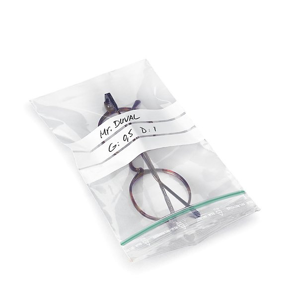 Sachet plastique zip transparent à bandes blanches 60 microns 50% recyclé RAJA 8x12 cm - 4