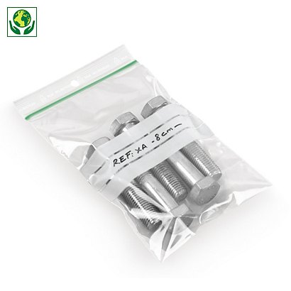 Sachet zip 50% recyclé à bandes blanches 100 microns - Best Price - 1