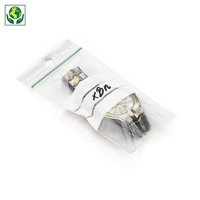 Sachet zip 50% recyclé à bandes blanches 60 microns - Best Price - 1