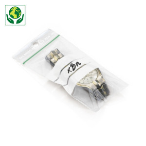 Sachet zip 50% recyclé à bandes blanches 60 microns RAJA