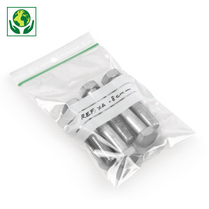 Sachet zip à bandes blanches 100 microns 50 % recyclé Raja
