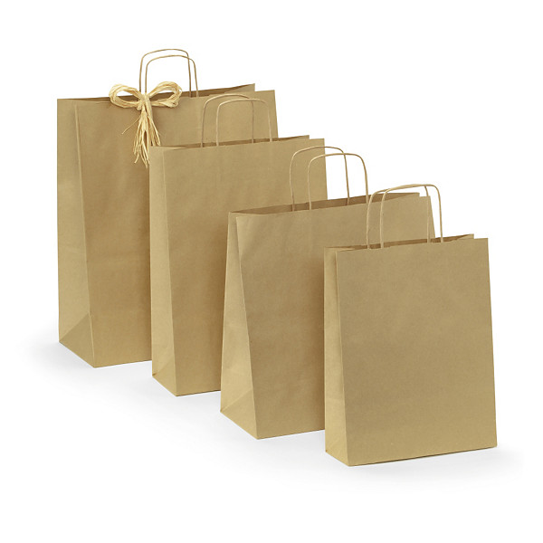 Saco de papel kraft 100 % reciclado com asas retorcidas - 1
