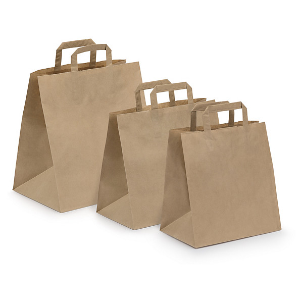 Saco de papel kraft com base larga castanho 32x34x22 cm