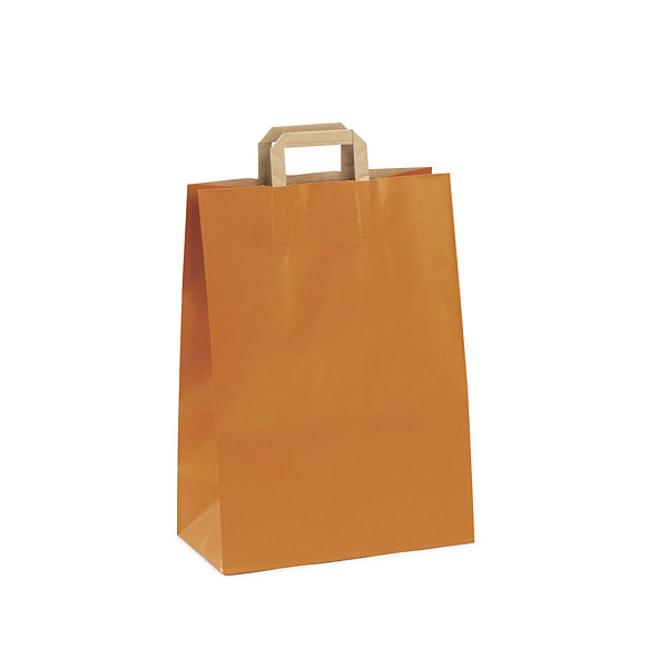 Saco de papel kraft laranja com asas planas RAJA 32x45x17 cm - 1