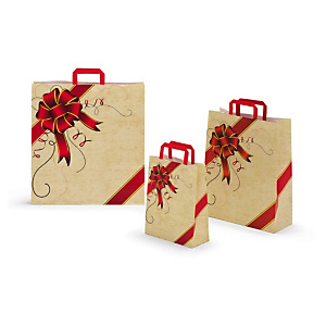 Saco de papel kraft Natal com asas planas Saco de papel kraft Natal com asas planas