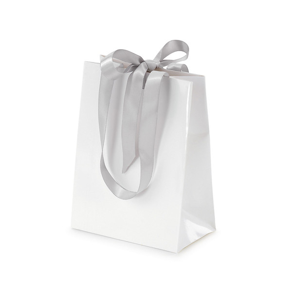 Saco de papel plastificado cetim branco 12x16x7 cm - 1
