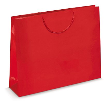 Saco de papel plastificado vermelho com asas de cordão 55x45x15 cm - 1