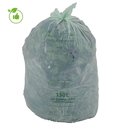 Sacs poubelle pour déchets compostables 130 L naturels, lot de 100 - Sacs  écologiques