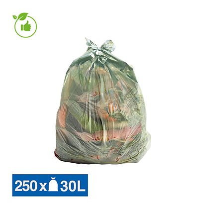 Sacs poubelle pour déchets compostables 30 L verts, lot de 250 - Sacs  écologiques