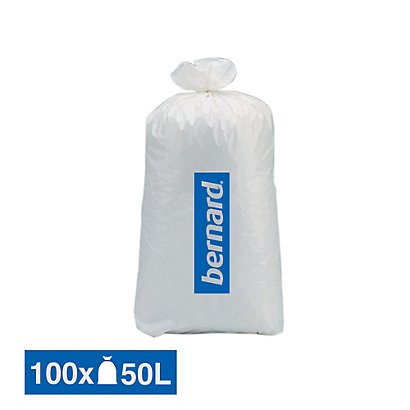 Sacs poubelle déchets courants Bernard blancs 50 L, lot de 100 - 1