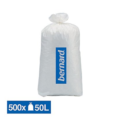 Sacs poubelle déchets courants Bernard blancs 50 L, lot de 500 - 1