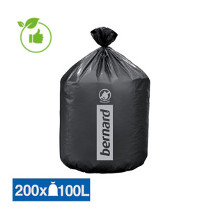 Sacs poubelle déchets courants Bernard Supertene noirs 100 L, lot de 200 Sacs poubelle déchets courants Bernard Supertene noirs 100 L, lot de 200
