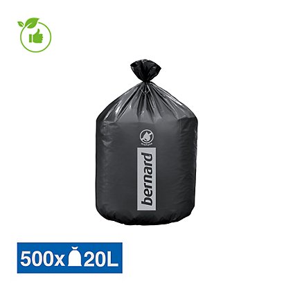 Sacs poubelle déchets courants Bernard Supertene noirs 20 L, lot de 500 - 1