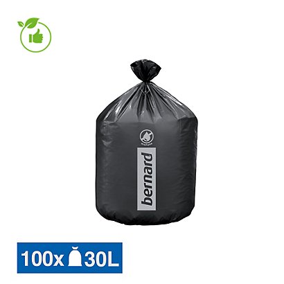 Sacs poubelle déchets courants Bernard Supertene noirs 30 L, lot de 100 - 1
