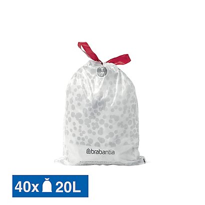 Sacs poubelle déchets courants Brabantia poignées coulissantes blancs 20 L, lot de 40 - 1