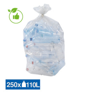 Sacs poubelle déchets courants Flexigreen transparents 110 L, lot de 250