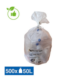 Sacs poubelle déchets courants translucides 50 L, lot de 500