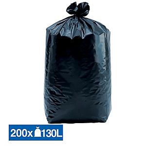 Sacs poubelle déchets légers noirs 130 L, lot de 200