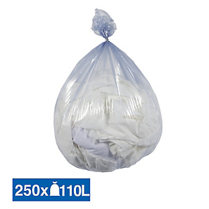 Sacs poubelle déchets légers translucides bleus 110 L, lot de 250
