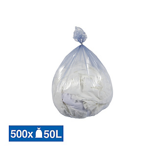 Sacs poubelle déchets légers translucides bleus 50 L, lot de 500