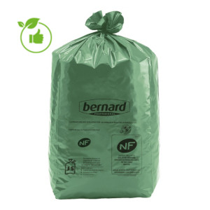 Sacs poubelle déchets lourds Bernard Green NF verts 30 L, lot de 100