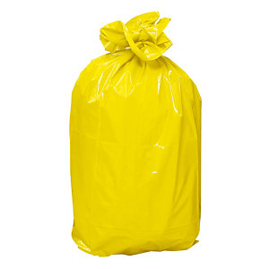 Sacs poubelle déchets lourds jaunes 110 L, lot de 100