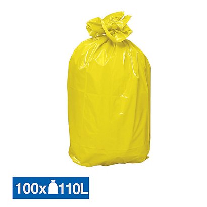 Sacs poubelle déchets lourds jaunes 110 L, lot de 100 - 1