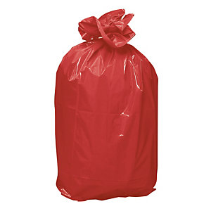 Sacs poubelle déchets lourds rouges 110 L, lot de 200