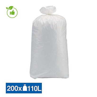 Sacs poubelle déchets lourds Tradition blancs 110 L, lot de 200 - 1
