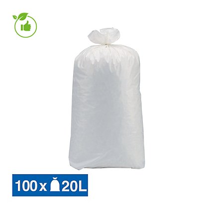 Sacs poubelle déchets lourds Tradition blancs 20 L, lot de 100 - 1