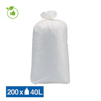 Sacs poubelle déchets lourds Tradition blancs 40 L, lot de 200 - 1