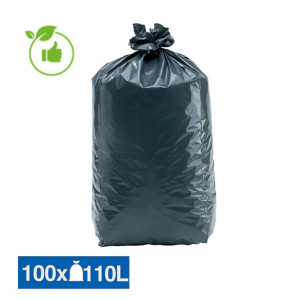 Sacs poubelle déchets lourds Tradition qualité épaisse gris 110 L, lot de 100