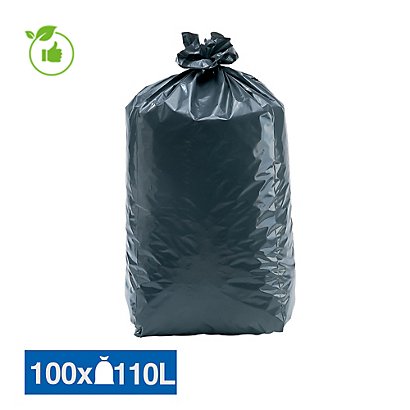 Sacs poubelle déchets lourds Tradition qualité épaisse gris 110 L, lot de 100 - 1