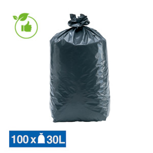 Sacs poubelle déchets lourds Tradition qualité épaisse gris 30 L, lot de 100