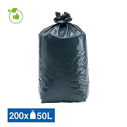 Sacs poubelle déchets lourds Tradition qualité épaisse gris 50 L, lot de  200