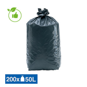 Sacs poubelle déchets lourds Tradition qualité épaisse gris 50 L, lot de 200