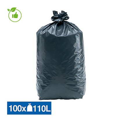 Sacs poubelle déchets lourds Tradition qualité super épaisse gris 110 L, lot de 100 - 1