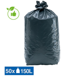 Sacs poubelle déchets lourds Tradition qualité super épaisse gris 150 L, lot de 50