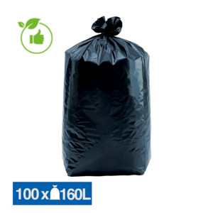 Sacs poubelle déchets lourds Tradition qualité super épaisse gris 160 L, lot de 100