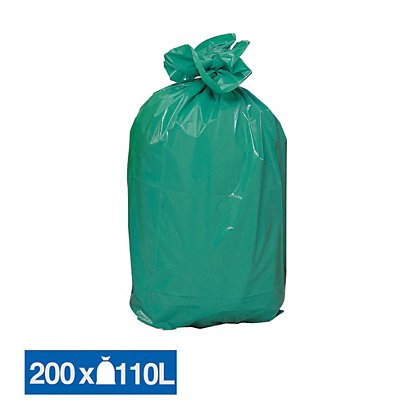 Sacs poubelle déchets lourds verts 110 L, lot de 200 - 1