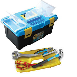 Safetool Caisse à outils avec 10 outils - Jaune et bleu