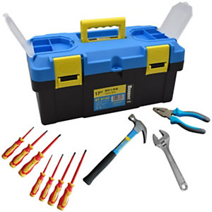 Safetool Caisse à outils avec 10 outils - Jaune et bleu