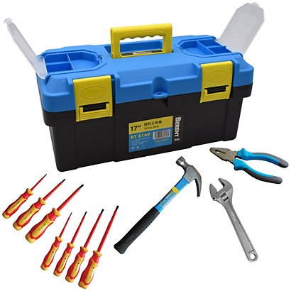 Safetool Caisse à outils avec 10 outils - Jaune et bleu - 1