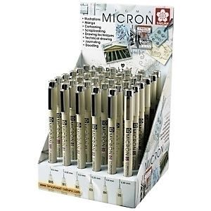 SAKURA Pigma Micron Rotulador calibrado, tinta negra, expositor de 36 (6x 0,2 + 0.25 + 0,3 + 0.35 + 0.40 + 0.45 mm) SAKURA Pigma Micron Rotulador calibrado, tinta negra, expositor de 36 (6x 0,2 + 0.25 + 0,3 + 0.35 + 0.40 + 0.45 mm)