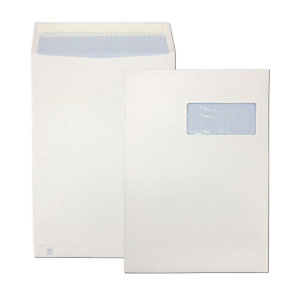 SAM Sobre empresarial, C4, 324 x 229 mm, con ventana, autoadhesivo, papel offset, blanco