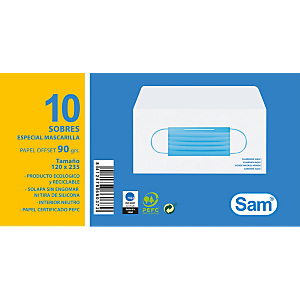 SAM Sobre porta mascarillas, paquete de 10 SAM Sobre porta mascarillas, paquete de 10