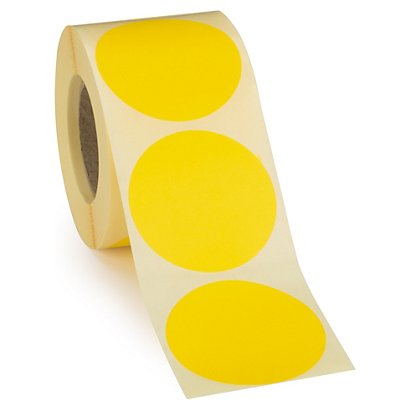 Samolepiace, značkovacie kolieska Ø 50 mm, žlté, 500 ks na roli