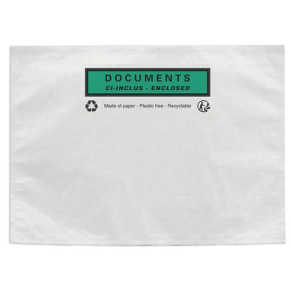 Samoprzylepna kieszeń papierowa z napisem "Documents enclosed" - 3